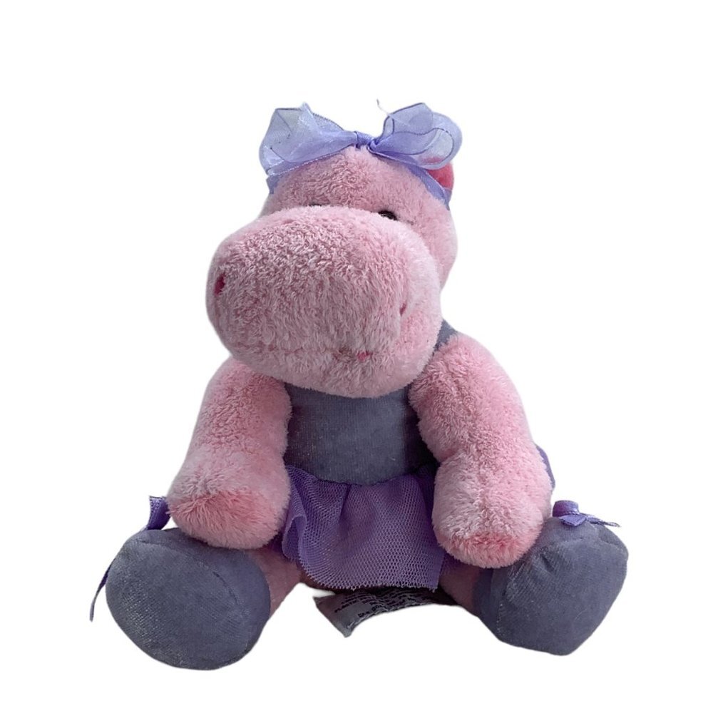 Russ Berrie & Co Dancing Darly Hippopotamus  Pellet‎ Stuffed Animal Plush 7"